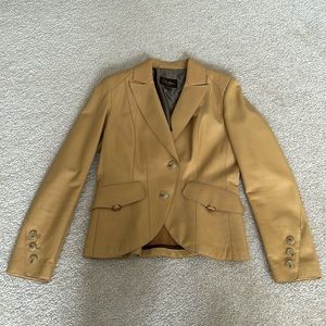 Cole Han NWOT leather butterscotch fitted gorgeous jacket. Never worn